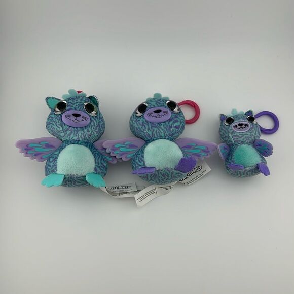 Hatchimals Glittering Garden Talking Twin Plush Clip On Aqua Peecat lot of 3 - Picture 1 of 2